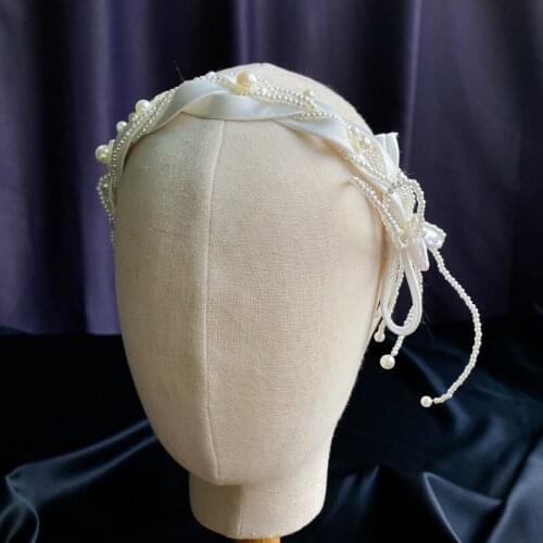 Bridal Pearls Jewelry Beaded Headpiece Headware Freshwater Pearls Headbands Tiara Women Hairbands Wedding Hair Accessories