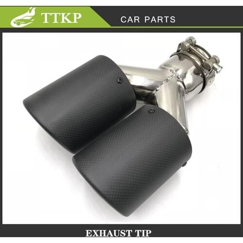 1 piece Universal Y Style Dual Exit Carbon Fiber Auto Car Refitting Exhaust End Tips Muffler Pipe Silencer Tail Throat