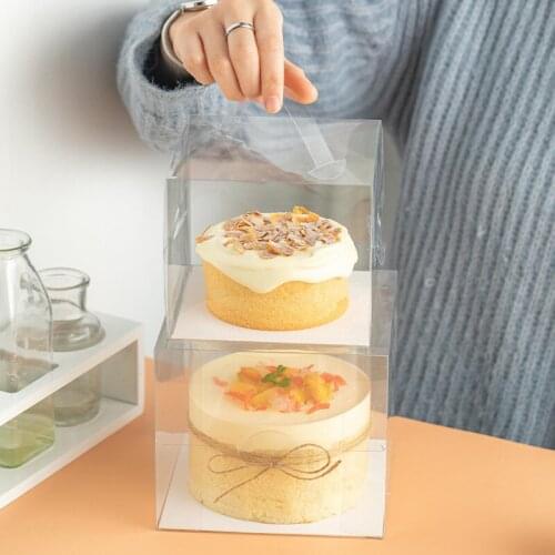 10pcs Clear Plastic Cake Box 4/5Inch Chiffon Baby Shower Party Cake Holder Pad Box Cupcake Muffin Dome Holder Cases With Handle
