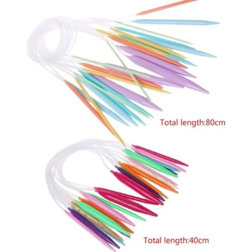 12Pcs/Set Plastic Circular Knitting Needle Crochet Set Craft Multicolor Tube 40cm 80cm Sewing Kit 2018