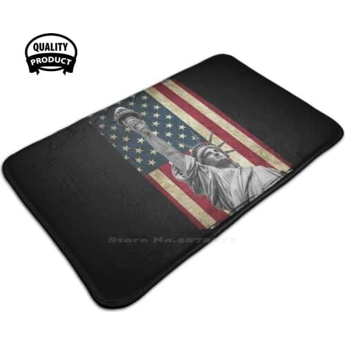 Usa America Flag & Statue Of Liberty 4Th Of July Design 3D Household Goods Mat Rug Carpet Foot Pad Liberty Statue Usa America