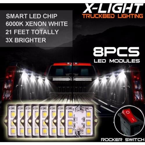 8pc Waterproof Pickup Truck Bed Light Kit LED Lighting Accessories Super white