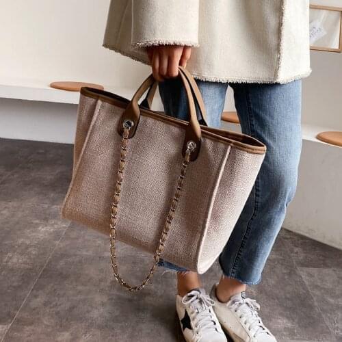 Designer Chains Handbags Women Casual Large Capacity Totes Luxury Canvas Shoulder Mesenger Bags Female Big Purses Lady 2021 New