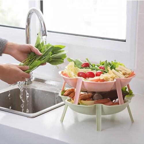 Side dish home kitchen artifact creative can be superimposed multi-layer hot pot ingredients food plate plastic fruit plate MJ