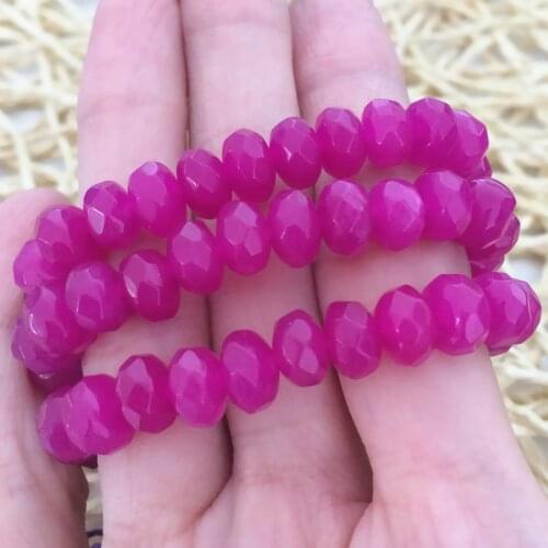 High quality rose red natural stone jades 5x8mm chalcedony jades faceted rondelle abacus loose beads jewels making 15inch GE4158
