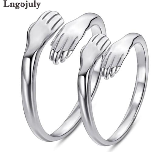 Fine Jewelry Ring Pure 925 Sterling Silver Rings Wedding Couple Rings Hand Shape Anniversary Rings Jewelry Accessories For Girl