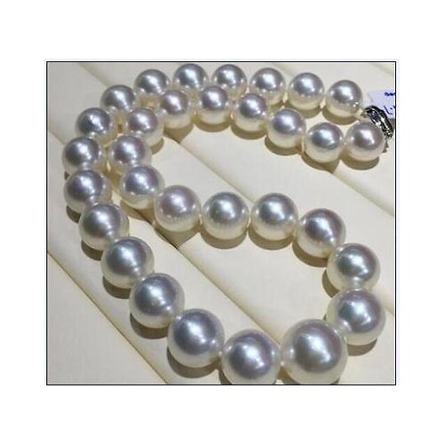 Fine jewelry beautiful 18"12-13MM SOUTH SEA WHITE PEARL NECKLACE free shipping