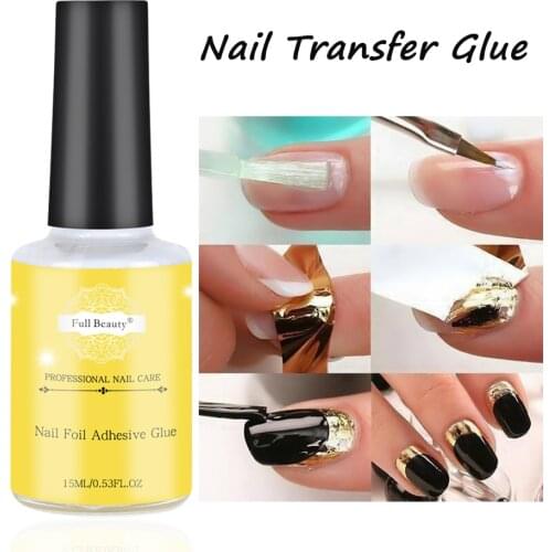 Nail Glue For Transfer Starry Paper Foil Adhesive No Need Dryer Print Foils Polish Gel Nail Decoration Stickers Manicure NL947