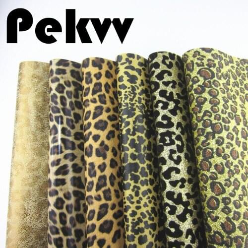 Brown Leopard Faux leather fabric Glitter fabricSynthetic Leather For Bags DIY sawing A4 Sheet 8"x11.8" 1piece HD0026