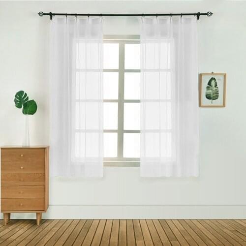 Short Tulle Curtain For Kitchen Half Window Living Room Bedroom White Modern Chiffon Solid Sheer Voile Kitchen Tulle Drapes