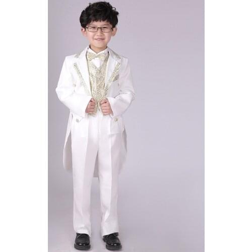 5PCS/SET Boy Wedding Outfit Boys Costums Formal Suits Children Wedding Blazers Sets Boys Magic Clothes Set Tuxedo Suit 2-14Y