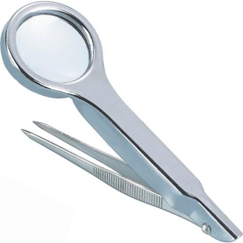 10X 25mm Hand-held Magnifiers Stainless Steel Jewelry Loupe with Tweezers Portable Magnifying Glass Lens Pocket Magnifier