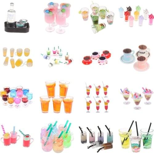 Mini Milkshake Ice Cream Lemon Milk Fruit Tea Water Cup Strawberry Miniatures Dollhouse Accessories Cups Kitchen Toys 1-5pcs