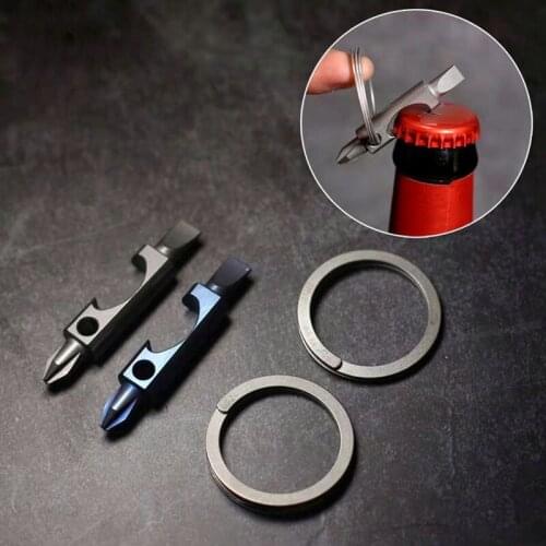 EDC Outdoor Pocket Tool Titanium Alloy Bottle Opener Screwdriver Multi-function Tool Mini Key Ring Small Savior Multi-tool EDC