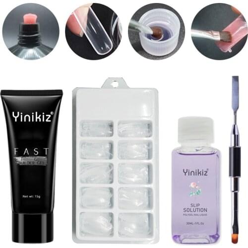 15g Nail Acrylic Extension uv builder Kit Pink Color White Clear Crystal UV Builder Art Tools Slip Solution Quick Extension 15ml