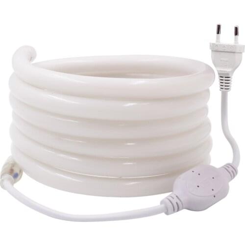 Neon Strip Waterproof EU Plug AC 220V Diameter 14mm 360 Degree Lighting Warm White 120leds/m 2835 Led Light For Home Decor