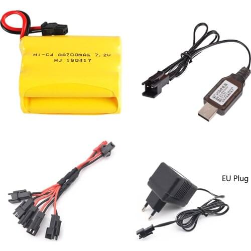 Ni-CD Battery 7.2V 700mah with USB Charger For Rc toys Car Tank Train Robot Boat Gun toy accessory AA 7.2v Battery Pack SM Plug