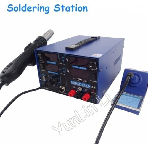 Soldering Station Hot Air Gun Welding Machine + Soldering Iron 853D 2A