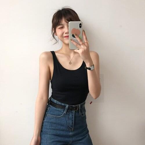 Korean Style Sexy Knit Cross-back Solid Color Tank Tops Simple Casual Comfortable Women\s Camisole 2020