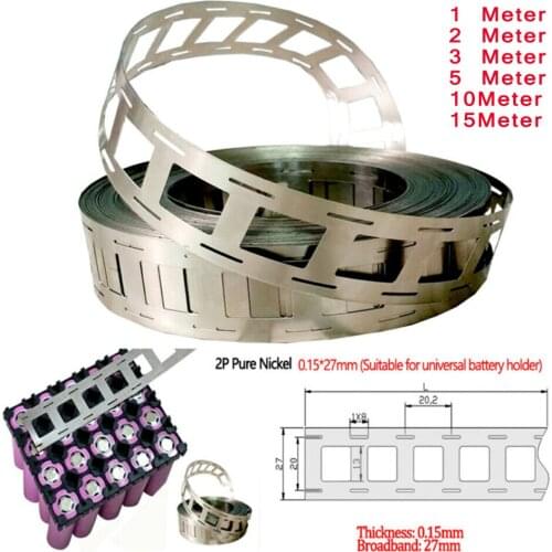 1/2/3/5/10/15M 0.15*27mm 2P Pure Nickel Strip Ni Plate Belt For Battery Welding Tape Battery Electronic Industry Computer