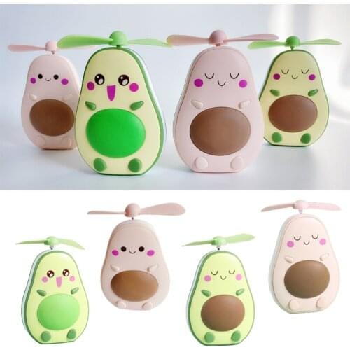 Portable Avocado Shape Handheld Mini Air Cooler Fan with Fill Light Mirror USB Rechargeable Small Personal Cooling Tools