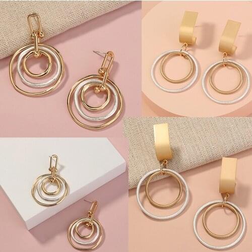 Simple Double Circle Earring for Women Design 2021 Trendy Girl Teen Friend Jewelry Accessories Boucle Oreille Femme Wholesale