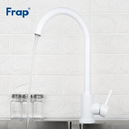 Frap Luxury Kitchen Faucet White Swivel Faucet 360 Degree Rotation Faucet Single Handle Single Hole Faucet Mixers Crane Y40084