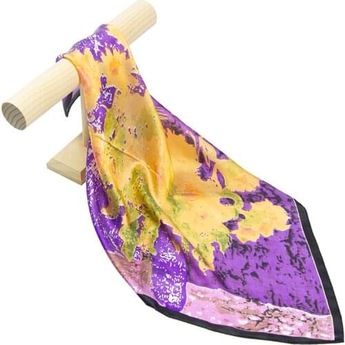Natural Silk Scarf Women Bandana Female Hair Scarf for Women Silk Neck Scarf Womens Square Silk Head Scarf Sunflower Painting