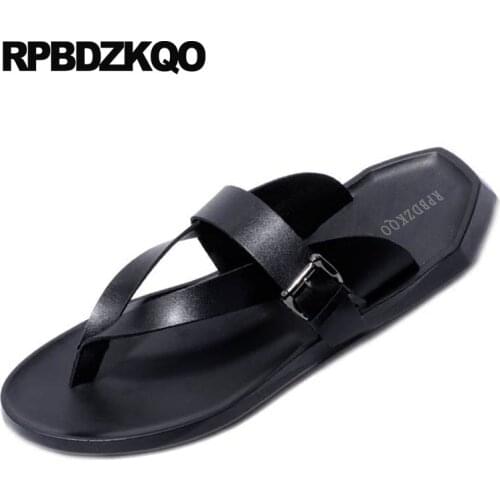 Fashion men sandals leather summer slides shoes waterproof beach breathable slippers black flip flop strap water outdoor 2018