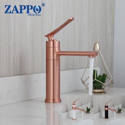 ZAPPO Solid Brass Matte Black Mixer Tap Faucets Bathroom Faucet Wash Basin Sink Tap Rose Golden Steam Spout Deck Mounted