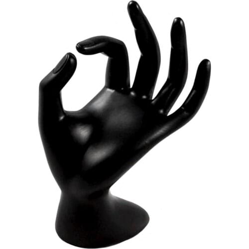 Resin OK Hand Shaped Jewelry Display Holder Rack Stand Organiser Black