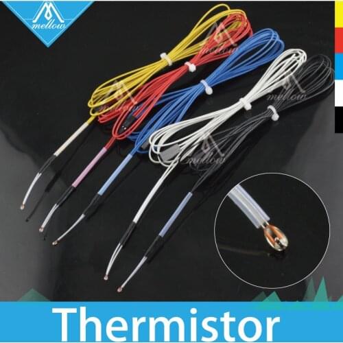 NTC 3950 100K ohm Thermistor with 1 Meter TeflonT wiring for RepRap CR-10 Anet A8 TEVO mk8 3D Printer Bed or Hot End parts
