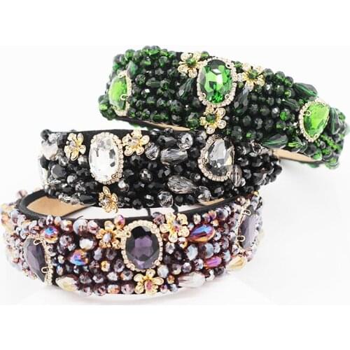 Baroque Vintage Green Royal Blue Crystal Royal Crown Golden Wedding Headband Beauty Magnificent Wedding Tiara For Women