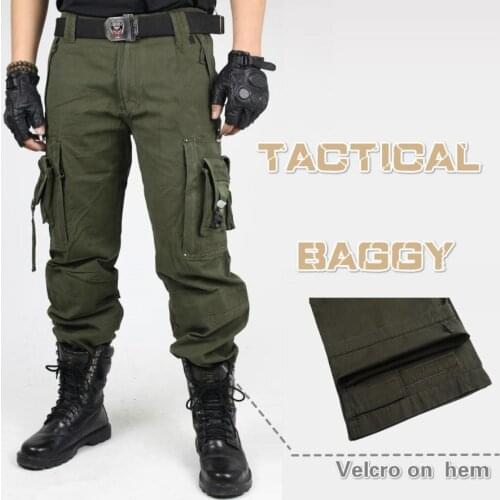 Outdoor Male Millitary Army Tactical Combat Camouflage Trousers Mens Overalls Baggy Cargo Pants Loose Multi-pocket Long Pants