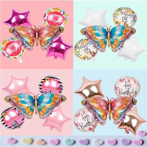 1 set cute animal butterfly aluminum foil helium balloon happy birthday children adult birthday party decoration household items