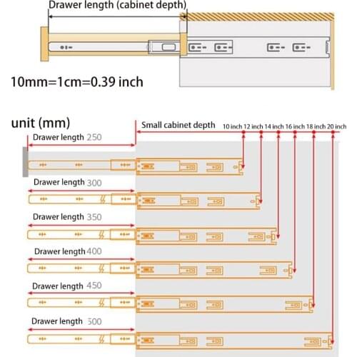 63HA Drawer Rails with Damping System Closed Silently Smooth Operation Load Capacity: 55.12lbs Dog Gate Hanging Drawer
