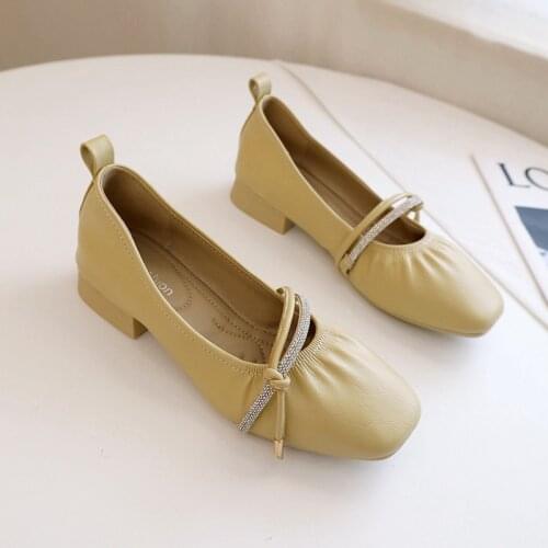 Shallow straps Mary Jane shoes women 2021 spring and summer new model with square head folds a foot lazy grandmother shoes
