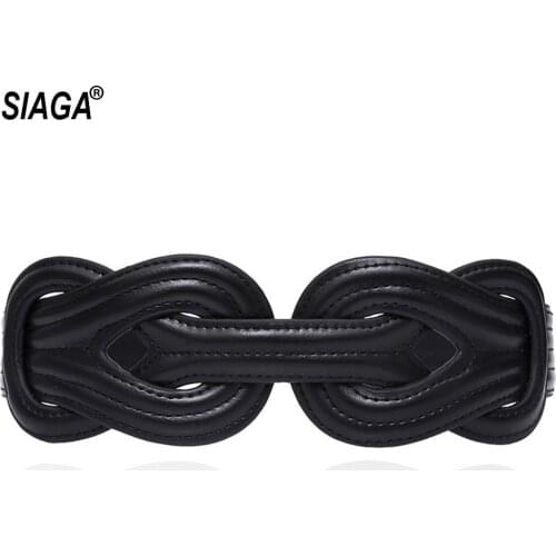 Ladies Chinese Style Decorative Elastic Waistband Black Waistline Patent Leather Wide Belt for Women Made in China FCO258