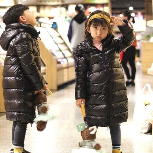 Girls Boys Winter Down Jacket Waterproof Kids Down Jacket For Girls 2-12 Years Children Boys Outerwear Coat Black Kids Parka
