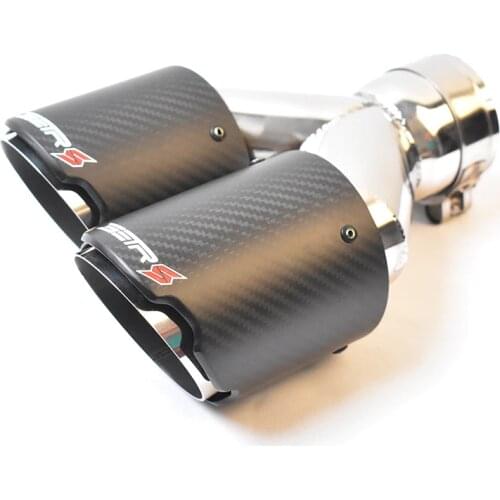 1PC Y Style Left Side Car Accessory Dual Exhaust Tip Version Matt Carbon Fiber Muffler Pipe For BMW Series
