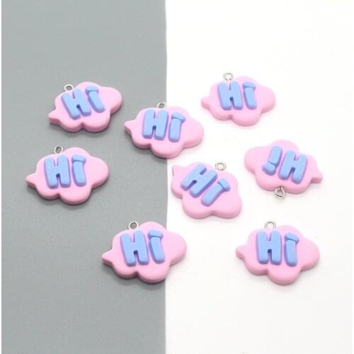 10pcs Kawaii Resin Flatback Pink Cloud Earring Charms Diy Letter Keychains Necklace Pendants Accessory Cute Charm Jewelry Make