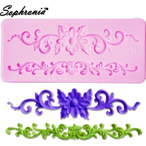 10pcs/set M439 European Flower Relief Silicone Mold Fondant Cake Chocolate Mold Baking Cake Border Decoration 11.2*5*0.5cm