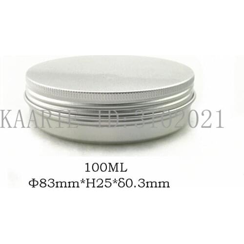 100g refillable box empty round aluminum metal tin cans bottle with lids,100ml cosmetic cream box DIY aluminum jar 83*25mm