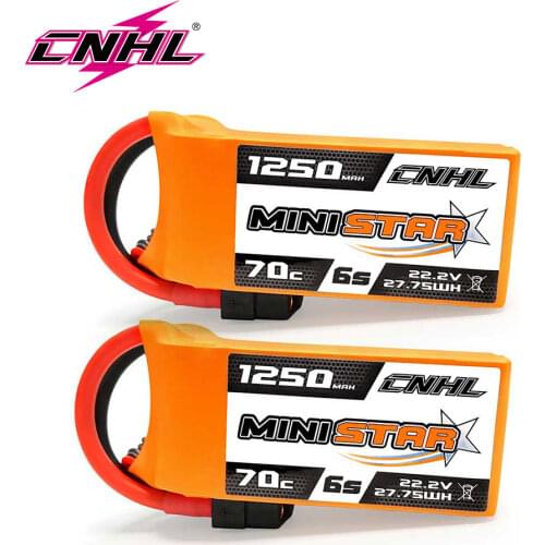 2PCS CNHL Ministar Series 1250mAh 22.2V 6S 70C Lipo Battery for Vortex LRC Freestyle V1 RC Boat Heli UAV Drone FPV Multi-Motor