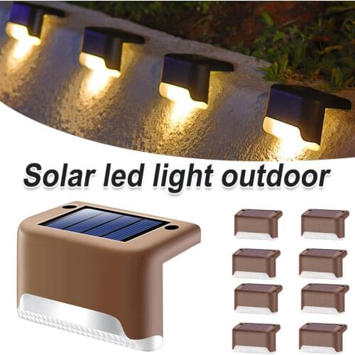 8/4PC LED Solar Lamp Path Stair Outdoor Lights Waterproof Wall Light Garden Landscape Step Deck Lights Balcony Fence Solar Light