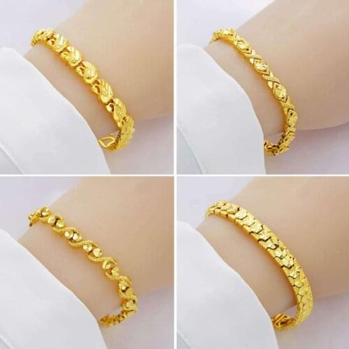 24K Gold Plated 8mm Bracelet Watch Deduction Womens Watch Chain Hand Ornaments Gold Plated Jewelry Popular Wholesale