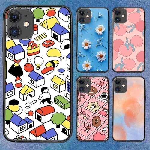 Phone Case For iphone 12 11 6 Mini Pro XS Max X XR 7 8 Plus Soft TPU Cover 12Pro 11Pro 12Mini Peach Pink Fashion