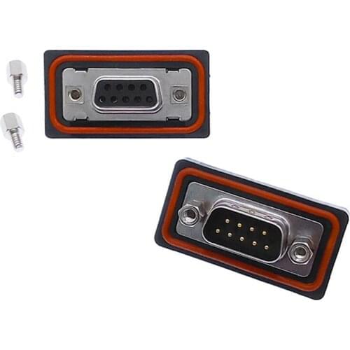 DB9 waterproof connector IP68 RS232 485 D-SUB connector 9 pin plug connector solder D-type plug brass gold plating 3U