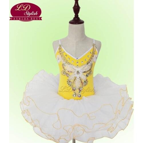 Children Yellow Processional Ballet Tutu Girls Classical Ballet Skirt Kids Stage Performance Dancewear