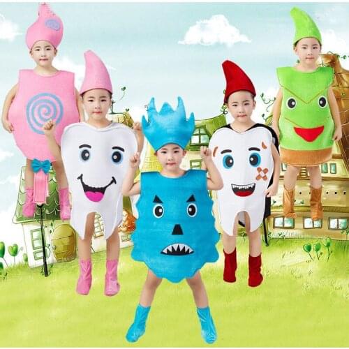 Children Teeth Tooth Bacteria Lollipop Costume Jumpsuit Kids Green Toothbrush Costume Clothing Clothes For Girl or Boy
